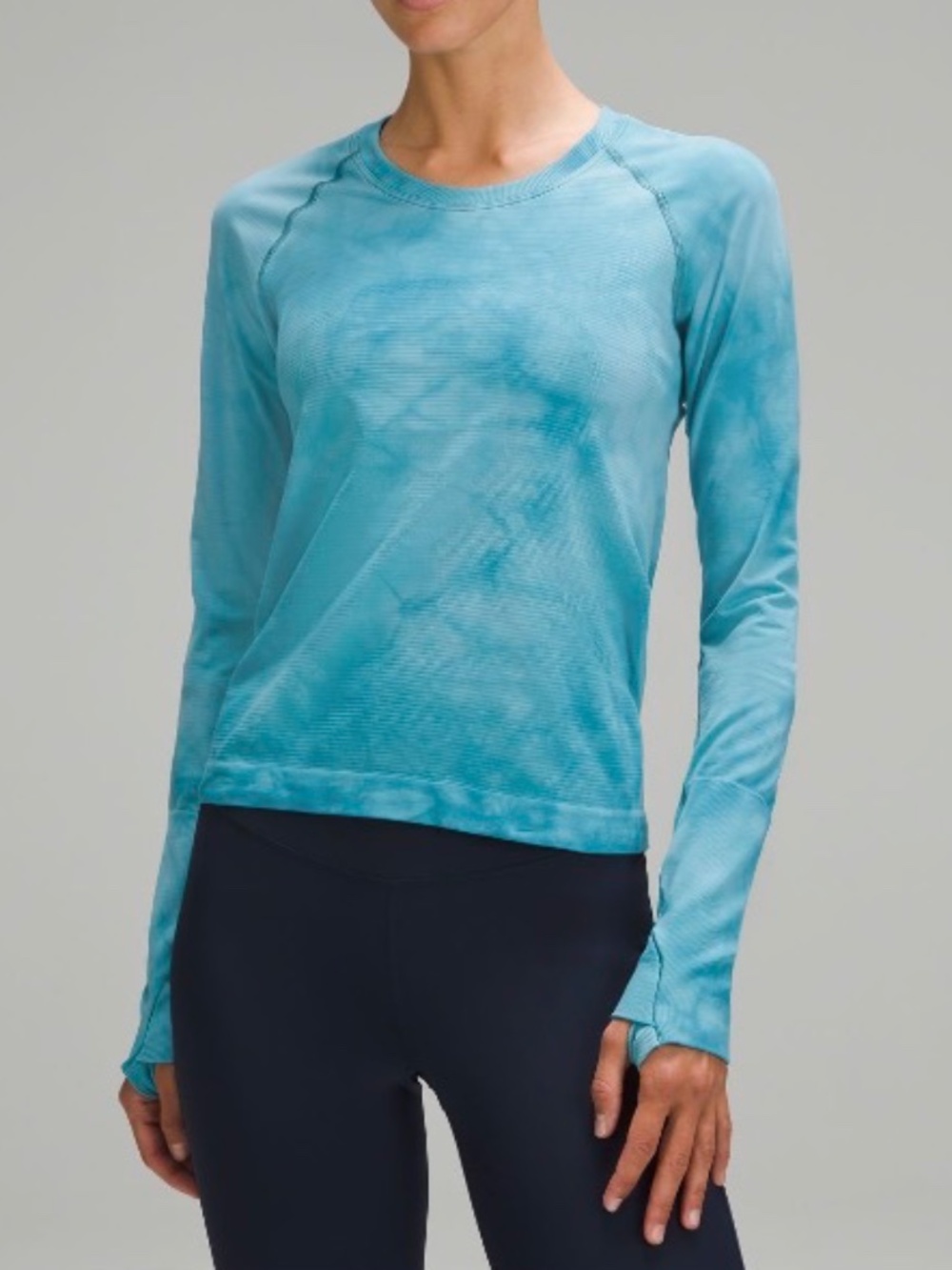 Lululemon Swiftly Tech Long-Sleeve Shirt 2.0 Waist Length Sz 6 Marble Dye Marlin